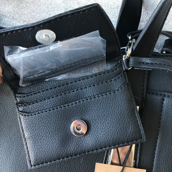 STEVE MADDEN BGRAMER Black SATCHEL/Crossbody 3 compartments inside w Card Case - Picture 8 of 10